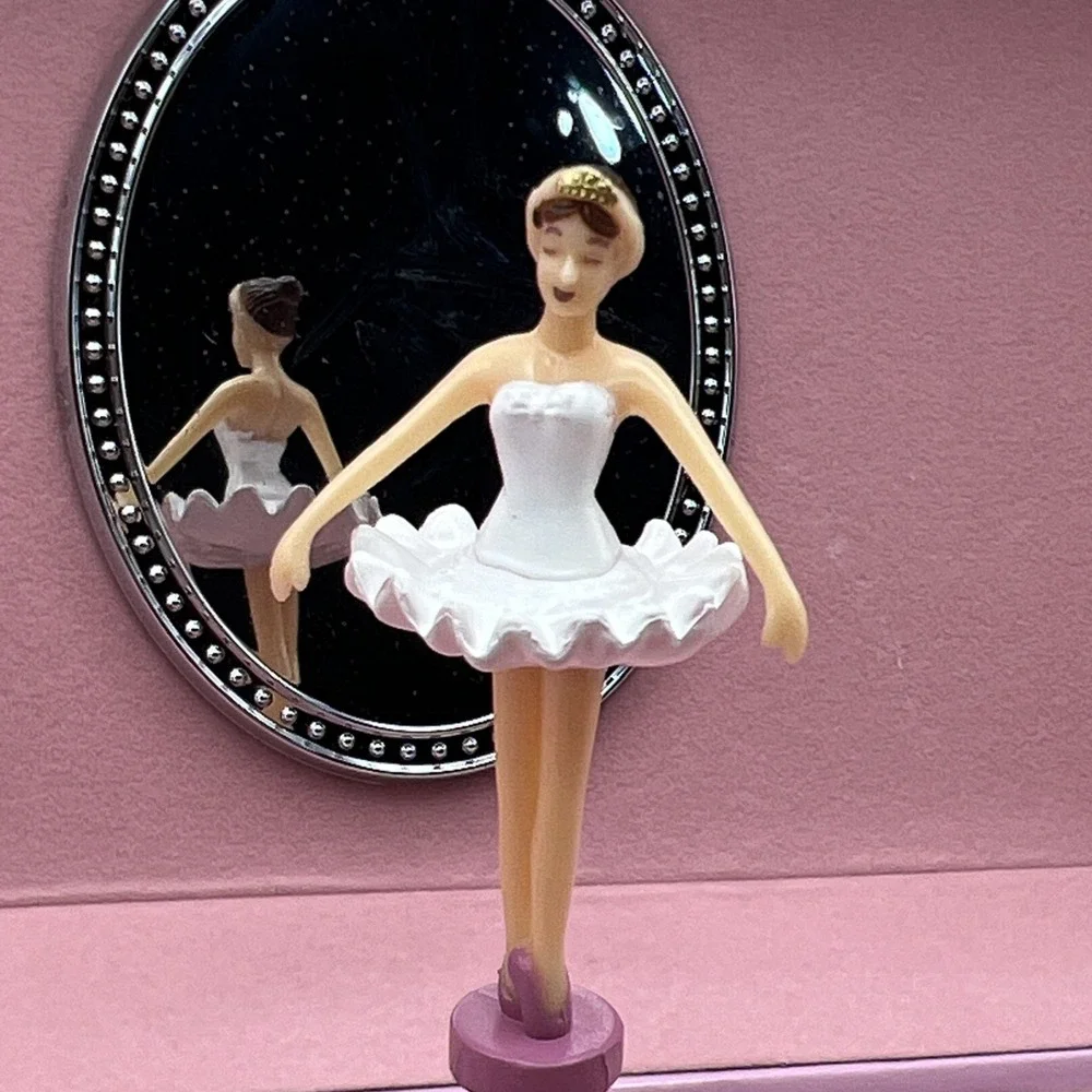Ballerina Music Jewelry Box Pink Interior Floral Design with Drawer Collectible
